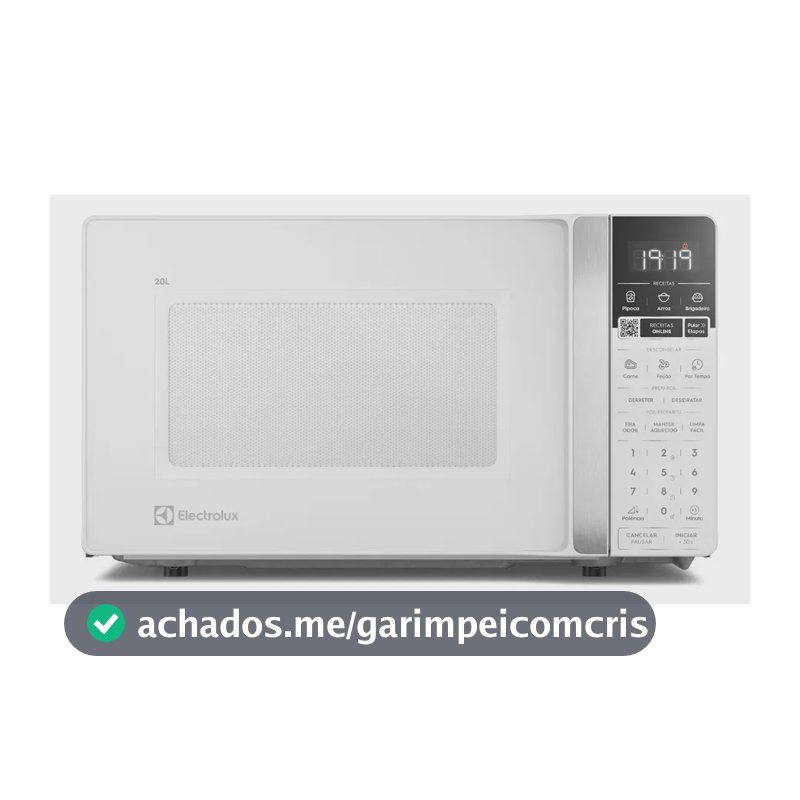 Micro-ondas Electrolux Efficient 20L Branco Função Descongelar e Receitas Pré-Programadas (ME20B)