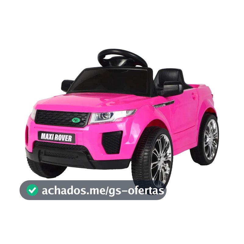 Mini Carro Elétrico Infantil Marcha Frente/Ré 6V Controle Remoto Bluetooth Maxi Rover Maxi Toys - ROSA