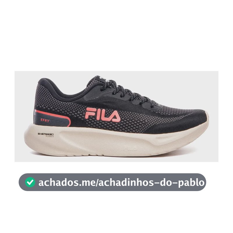 Tênis Fila Spry Feminino Original Academia Confortável Preto/grafite/goiaba 37 Br