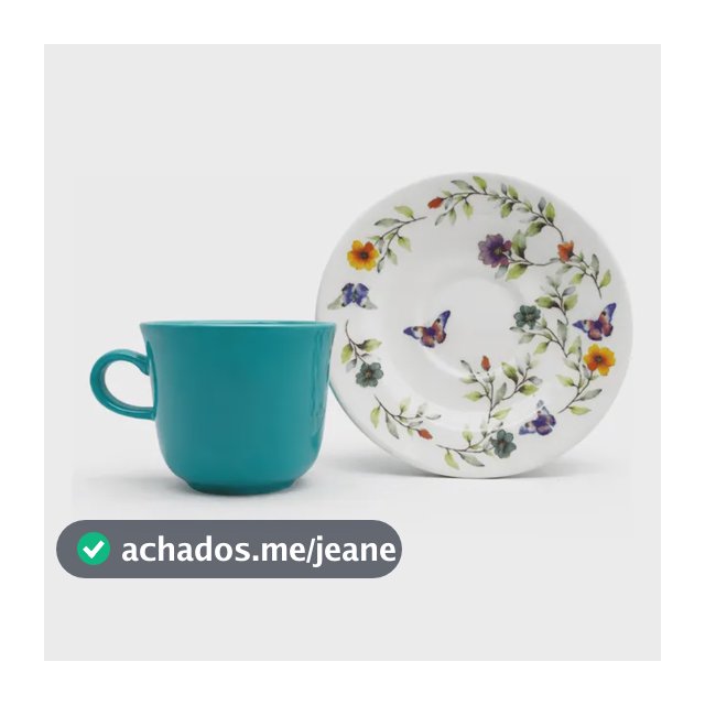 Xícara Chá C/pires Botanique 260ml Cerâmica Mesa Posta  Lyor