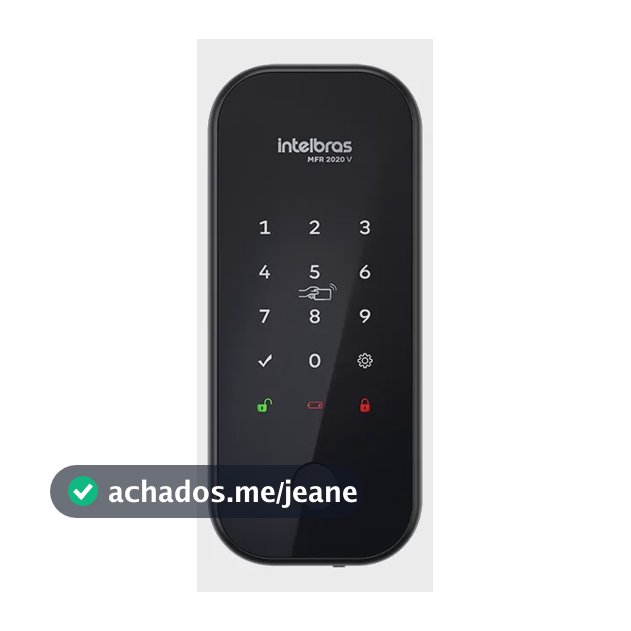 Intelbras MFR 2020 V Fechadura Inteligente Sobrepor Acesso Biométrico Senha 100 Tags App Controle Remoto Cor Preta