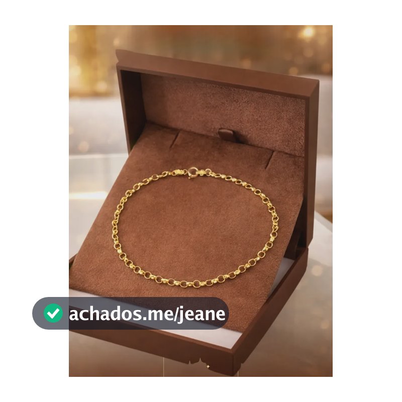 Pulseira Bracelete Elo Português Feminina Em Ouro 10k 18cm Dourado 18 Cm