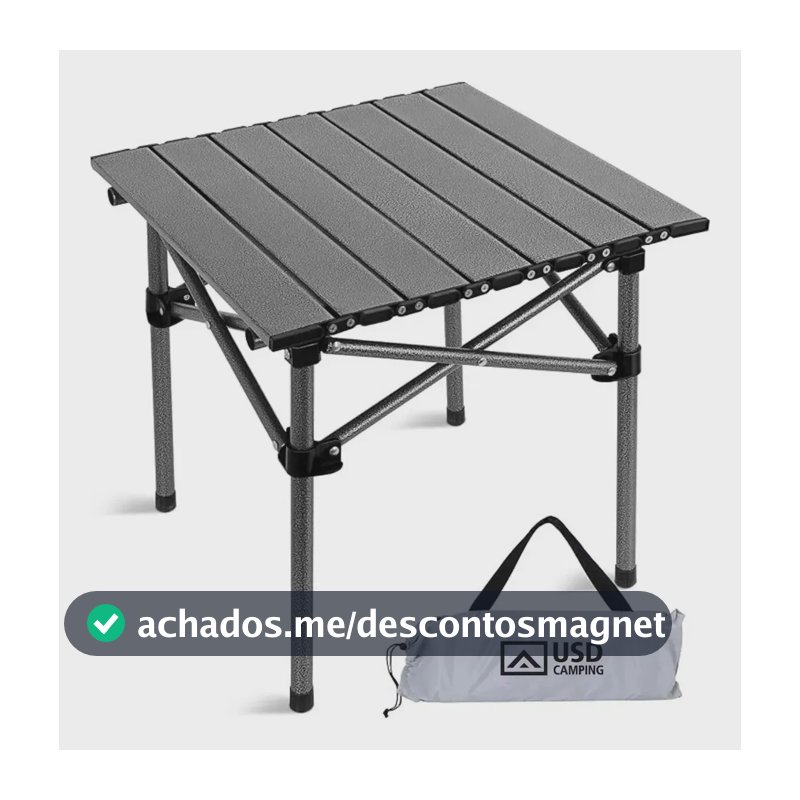 Mesa Camping Dobrável USD Portátil Alumínio Praia Acampamento Camping Churrasco Cor Preto