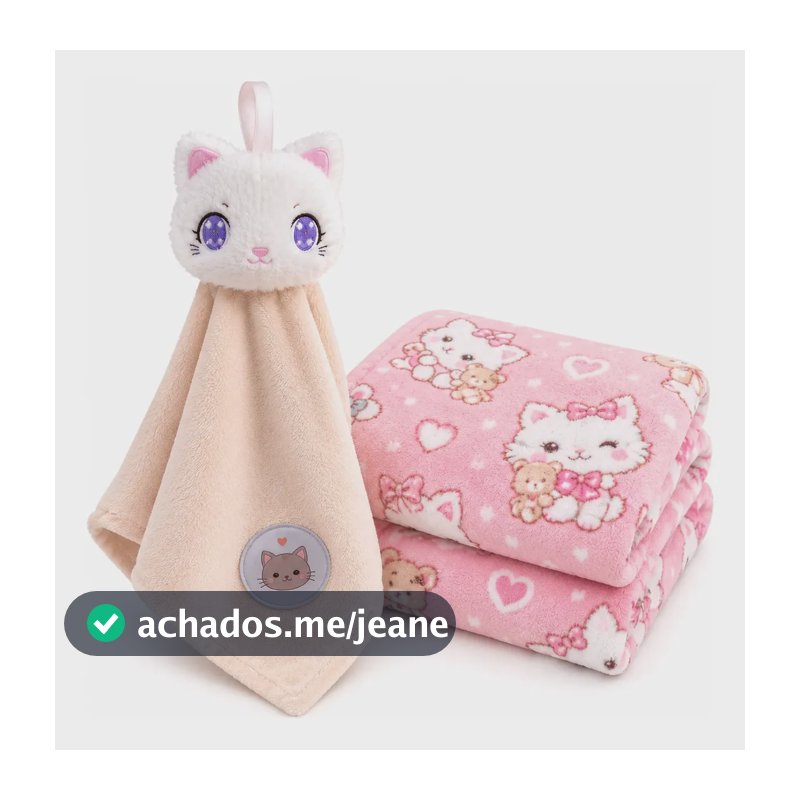 Manta Bebê Com Naninha Macia Microfibra kit Enxoval rosa Menina - Naninha Bege
