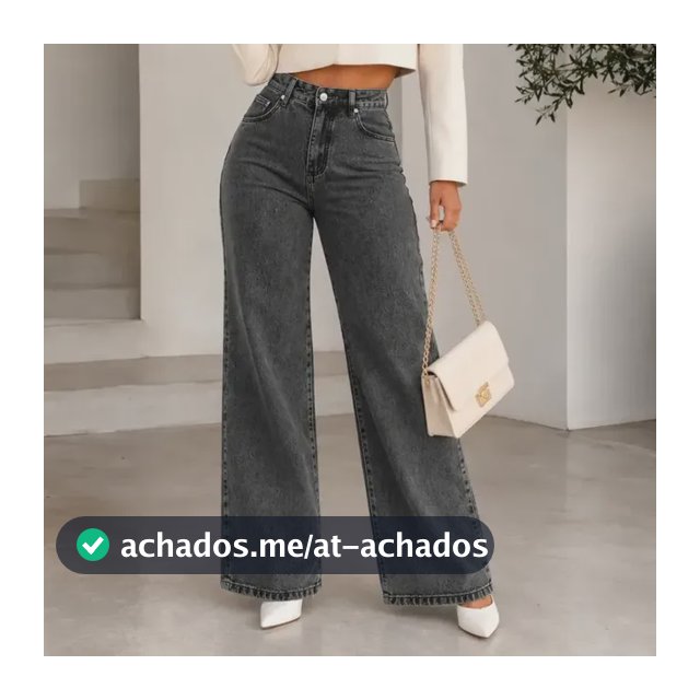 Calça Jeans Pantalona Wide Leg Feminina Cintura Alta Larga
