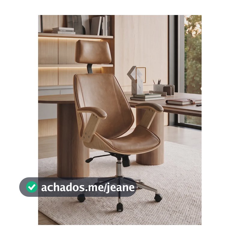Cadeira de Escritório HomeNow Presidente Ergonômica Marrom Com Reclinação