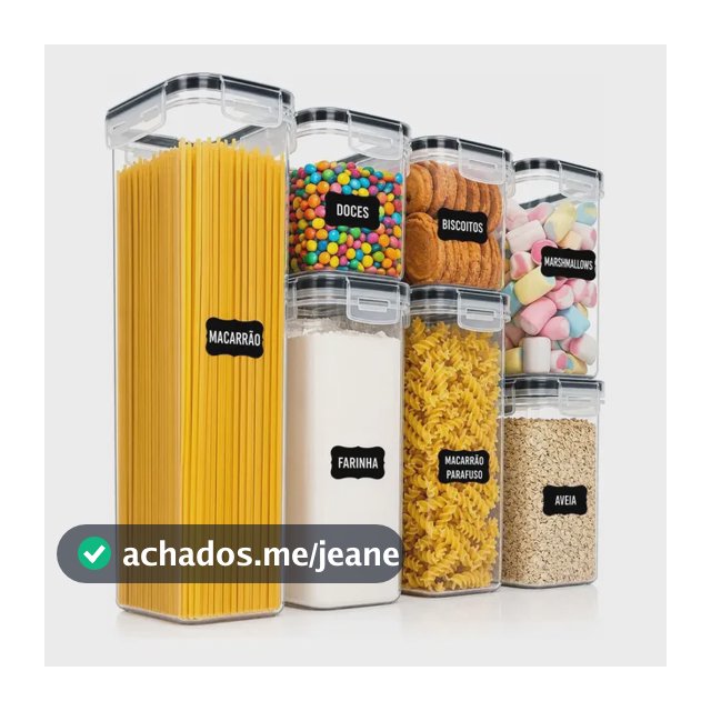Pote Hermetico Kit 07 Trava Plastico Organizador Mantimento