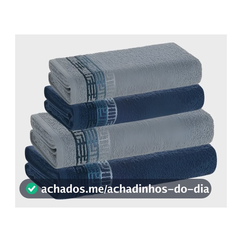 Jogo De Toalhas 4 Pçs Fio Cardado 100% Algodão Bosco Karsten Azul Serena/ Azul Naval Bosco