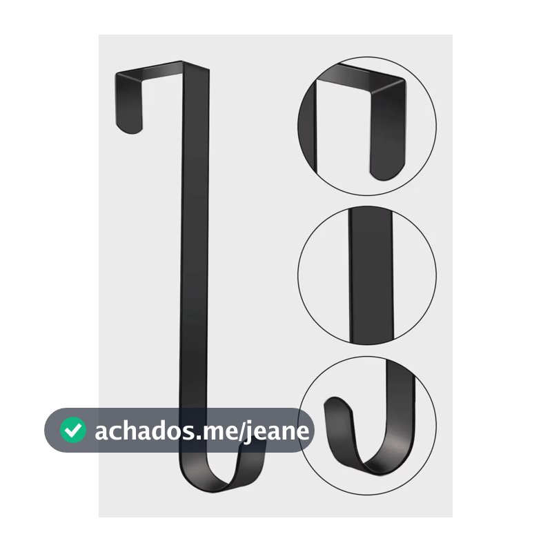 Gancho De Porta Em Metal Resistente Para Enfeites Festivos Cor Preto Liso