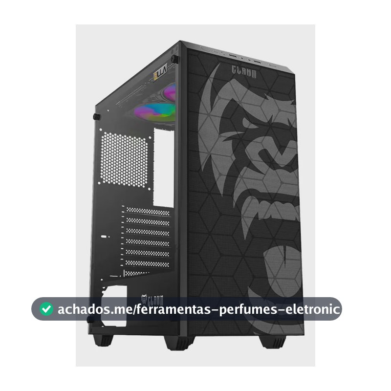 Gabinete Gamer Mid Tower Clanm Zilla Vidro Temperado Preto ATX Mini-ITX M-ATX