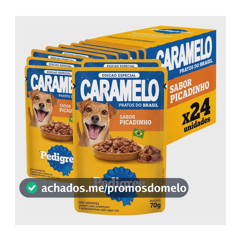 Kit 24 Pedigree Sachê Caramelo Ad Picadinho Ração Úmida