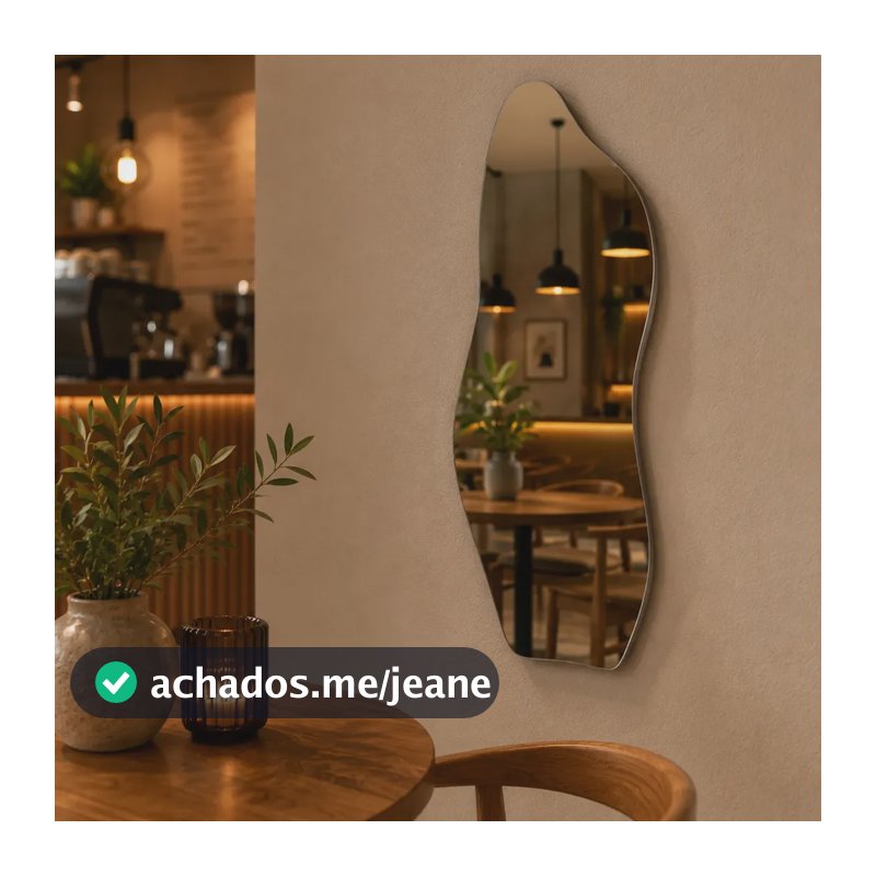 Espelho Orgânico Slim 90x40 Decorativo Moderno  Grande Orgânico Slim