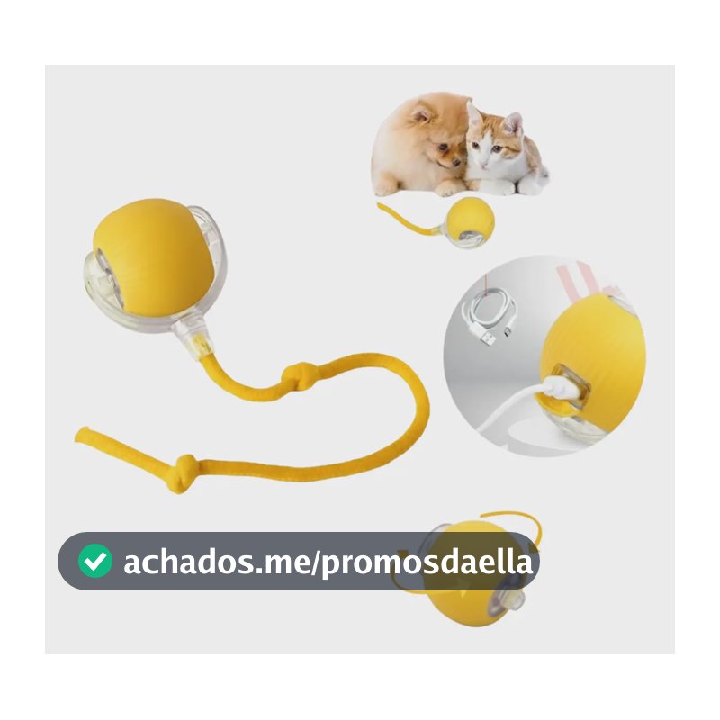 Bolinha Interativa Recarregável GrowShop Brinquedo Inteligente USB Gatos Cachorros
