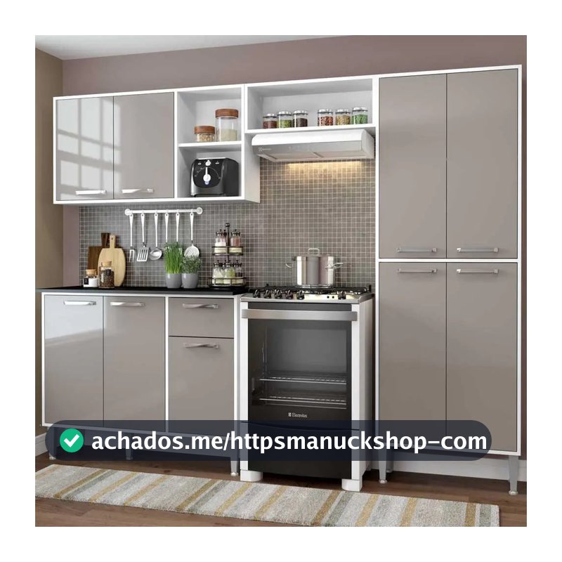 Armário de Cozinha Compacta Xangai Multimóveis VM2840 Branco/Lacca Fumê