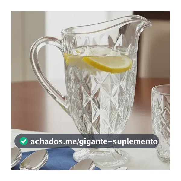 Jarra De Vidro Diamond Água Refrescos Com Alça 1,2 Litros