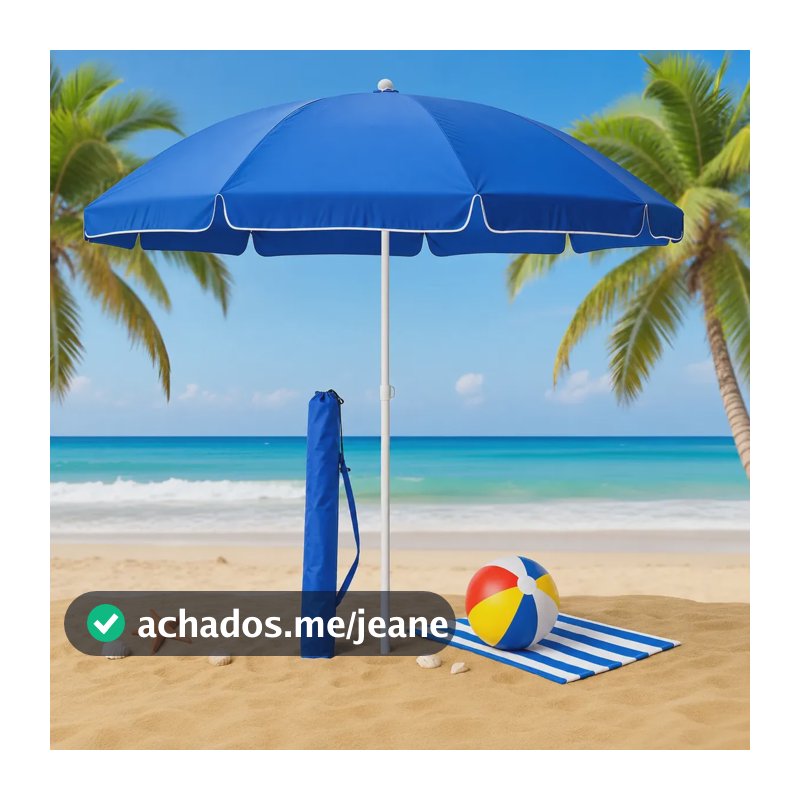 Guarda Sol Gigante 2,40m Uv Praia Piscina Camping Pesca Verão Cor Azul Vai De Tech