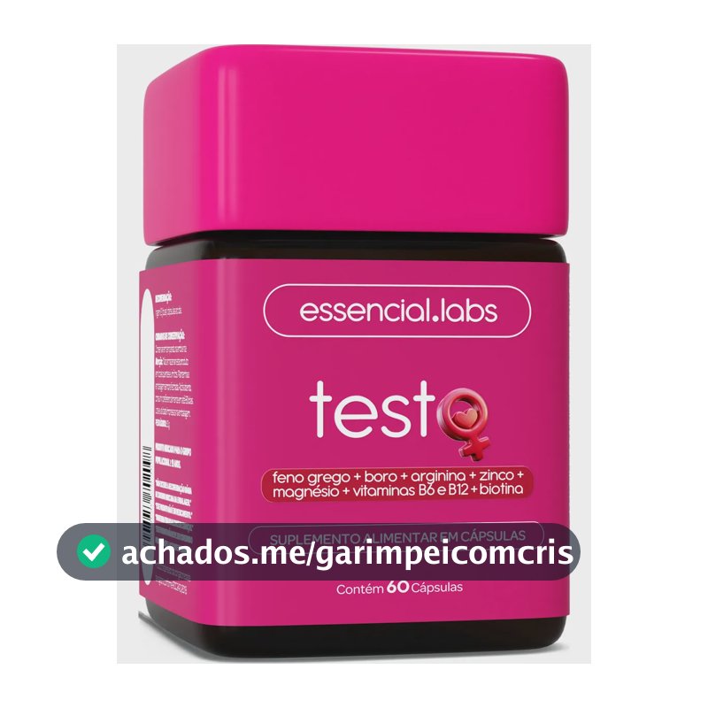 TESTO ESSENCIAL para MULHERES - Fórmula Exclusiva com Feno Grego + Boro + Arginina + ZMA + Biotina + Vitaminas B6 e B12 - 60 Cápsulas