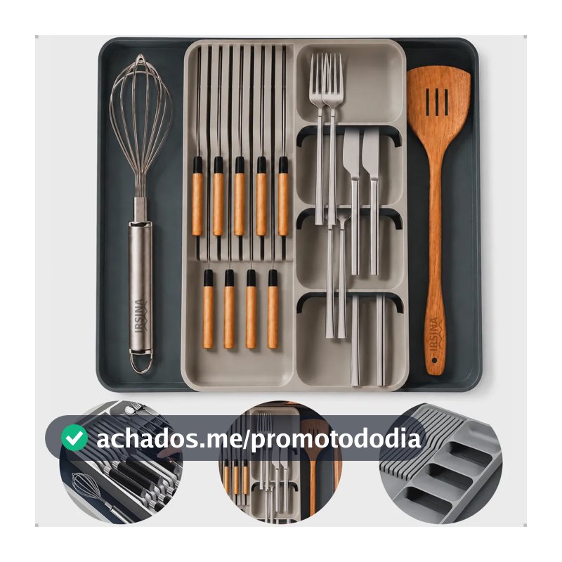 Porta Talheres Divisórias Ajustável Faqueiro Gaveta Utensílios de Cozinha IRSINA