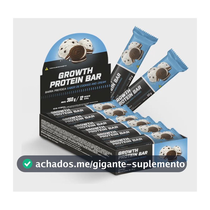 Barra De Proteína (cx. 12 unid.) Growth Supplements - Sabor Cookies & Cream