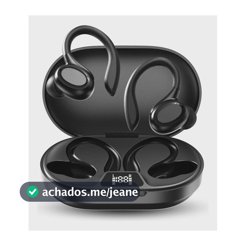 Fone de Ouvido JSKJ RAP-SP66 Bluetooth TWS Sem Fio Esportivo Preto Com Microfone e Cancelamento de Ruído
