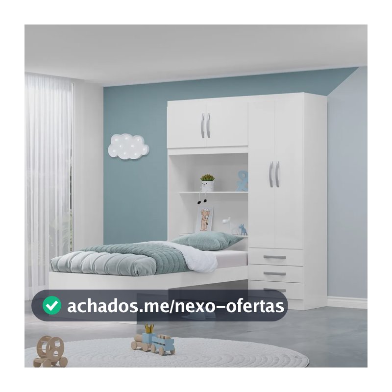 Guarda Roupa Infantil Com Cama 4 Portas 3 Gavetas Lisboa Wt Branco/pink