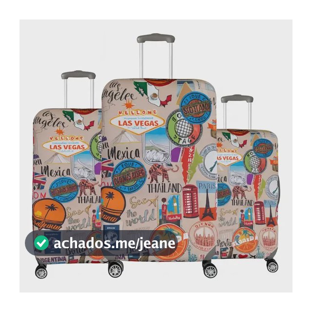 Capa De Mala Viagem Estampada Suplex Protetora Bagagem Selos