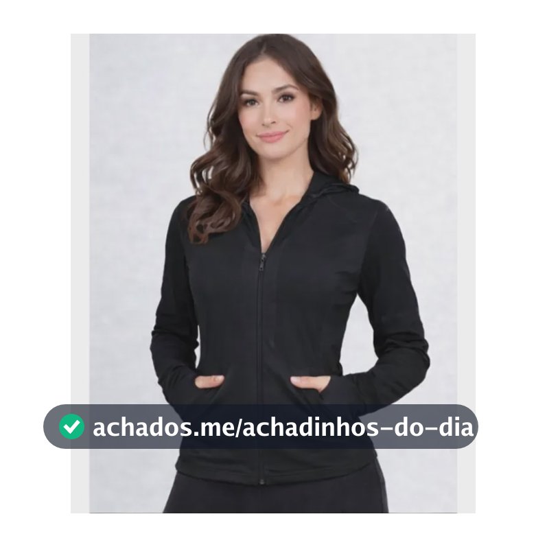 Jaquetinha Casaquinho Blusa Proteção Solar Uv 50+ Academia Preto M Liso