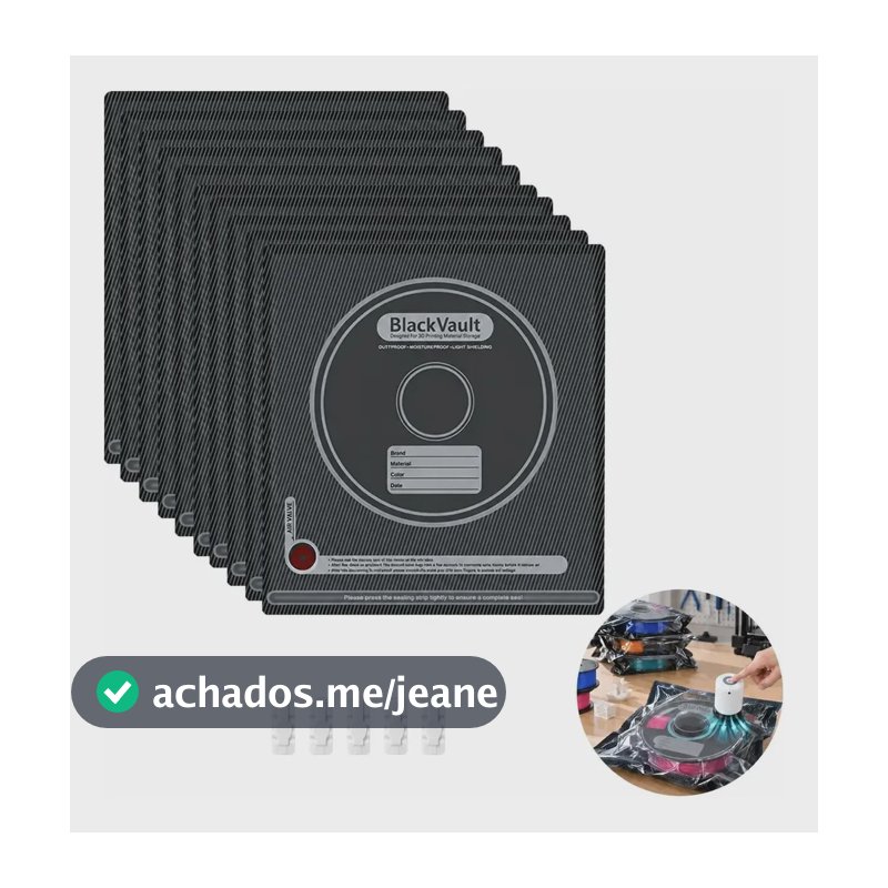 Sacos Vácuo 10un 5 Clips Filamento 3d Pla Abs Petg Preto