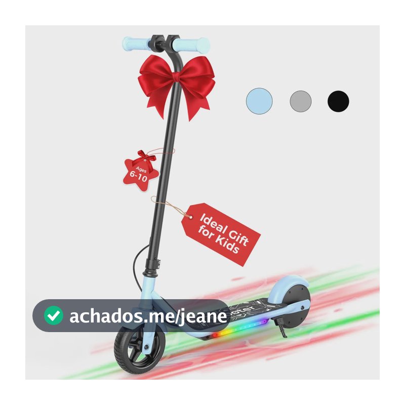 Xroymexroy Patinete Elétrico Infantil K2 6" Azul Bateria Inclusa 18V 2.6Ah Motor 150W Tração Traseira Luzes no Pedal