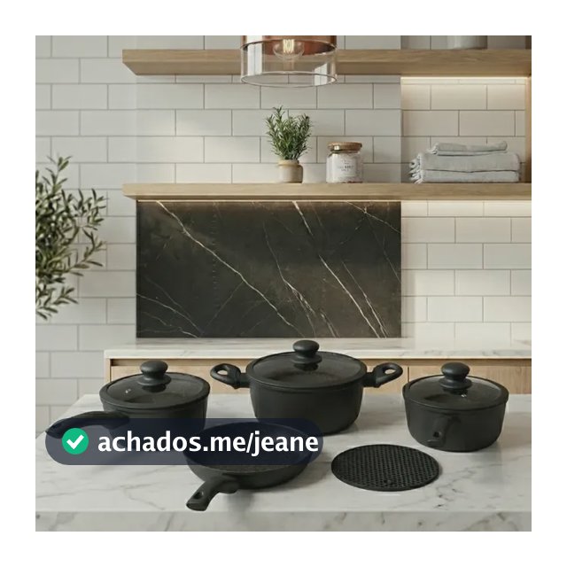 Jogo Panela Ceramica Antiaderente 05 Peças Tampa De Silicone Preto