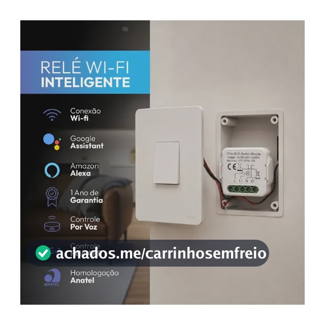 Mini interruptor Inteligente Paralelo three-way Modulo Rele Wi-Fi 1 Canal 10A Automação Residencial Alexa e Google Neo Avant