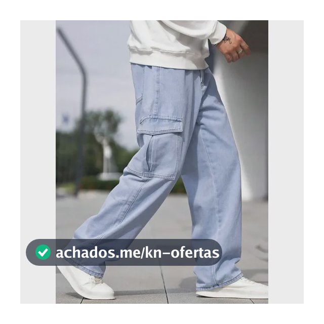 Calça Cargo Jeans Larga Bolsos Lateral Streetwear Skatista