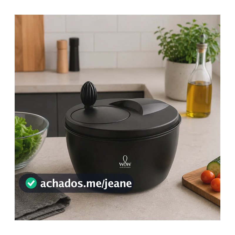 Centrífuga De Salada Secador Verduras Manual 4 Litros All Black Wow World Of Wonders