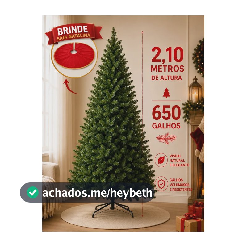 Árvore De Natal 2,10m Com 650 Galhos Cheia Pinheiro Verde Tradicional
