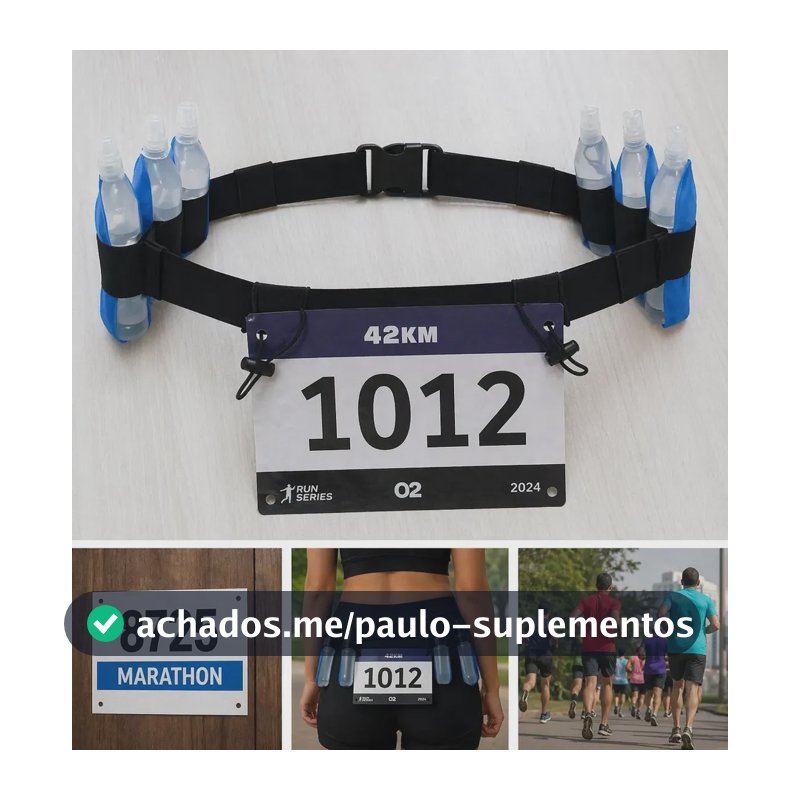 Cinto Porta Número Para Corrida Ciclismo Triathlon Gel Carbo Preto
