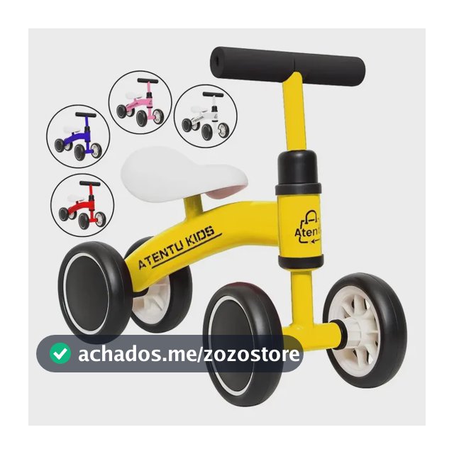 Bicicleta Infantil De Equilíbrio Sem Pedal Andador 4 Rodas Cor Amarelo