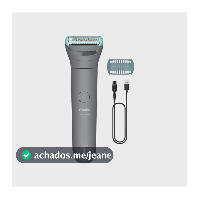 Philips Body Groomer Série 3000 Com Sistema De Barbear De Proteção Tripla, Pentes Bidirecionais, Uso Úmido E Seco, 60 Minutos De Uso, Versão Sem Fio. Bg3470/15 Cinza 5v Bivolt