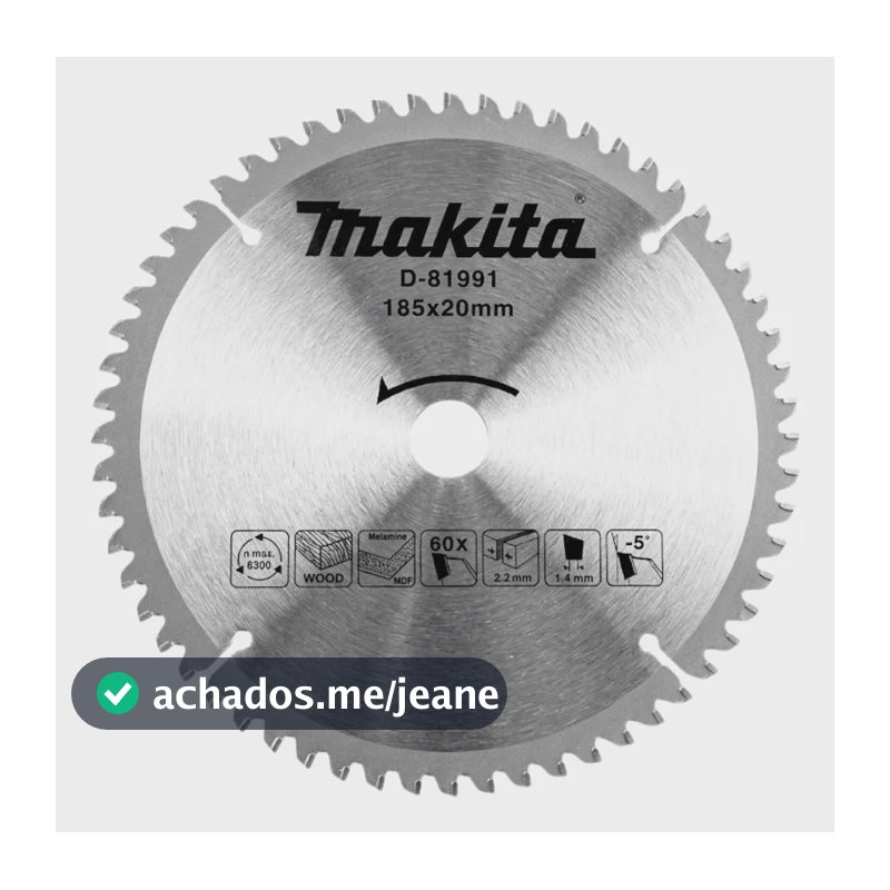 Disco Serra Circular Para Mdf Makita D-81991 185mm 60 Dentes