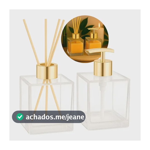 Kit Vidros Cubo 250 Ml (1 Sabonete Cromado + 1 Difusor Luxo)