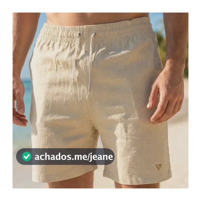Short Bermuda Praia Linho Mauricinho Masculino Verão Voker