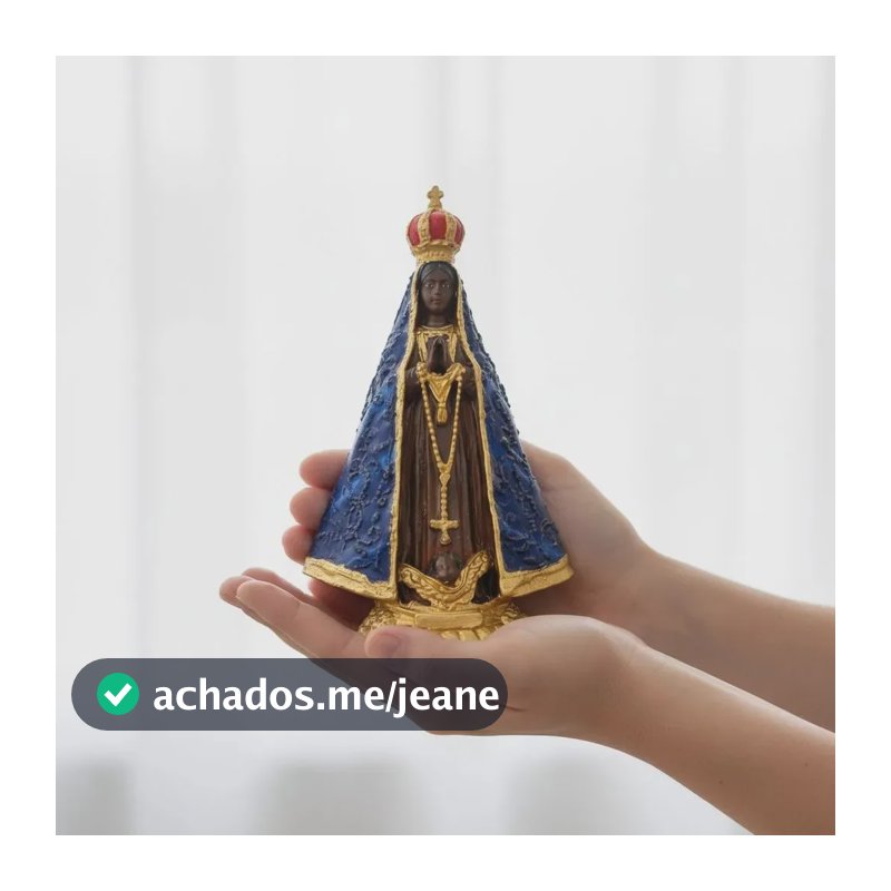 Estátua Nossa Senhora Aparecida Azul-marinho 15cm Yeshua Artigos Religiosos