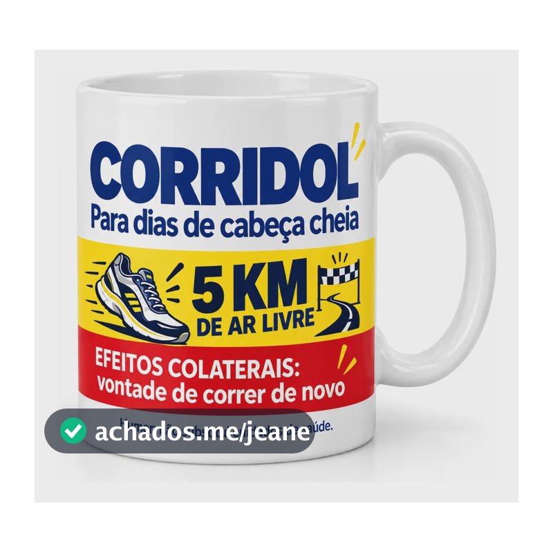 Caneca De Porcelana Corrida 5 Km  Corridol Branco Caneca De Porcelana Corrida 5 Km  Corridol