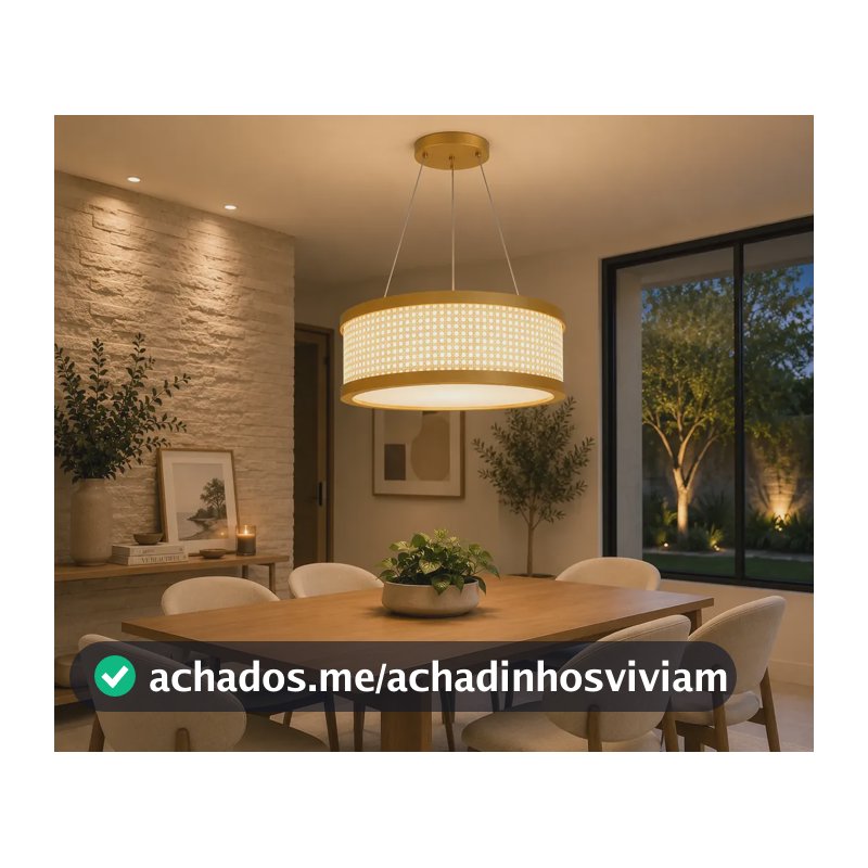Lustre  Luminária Pendente Modelo Ipê E27 40cm 127/220v Marrom