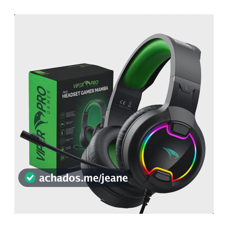 Fone De Ouvido Com Fio Headset Gamer Viper Pro Mamba - Rgb Cor Preto