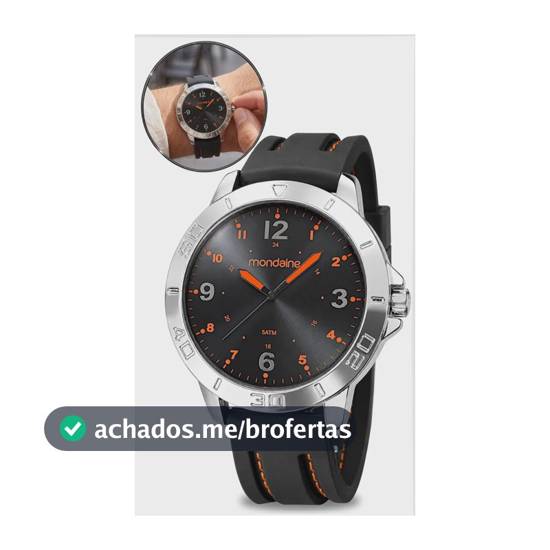Relógio Mondaine Masculino Analógico A Prova D'água Original Preto Prateado