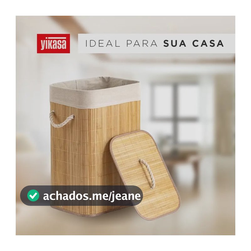 Cesto De Roupas De Bambu 70 Litros Yikasa