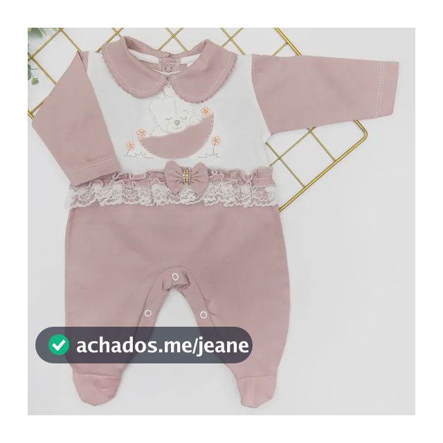 Macacão Bebe Menina Luxo Bordado Zoe Confort