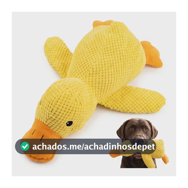 Brinquedo Mordedor Pet Pato Pelucia Grande Com Som 32cm Cão Amarelo Pato