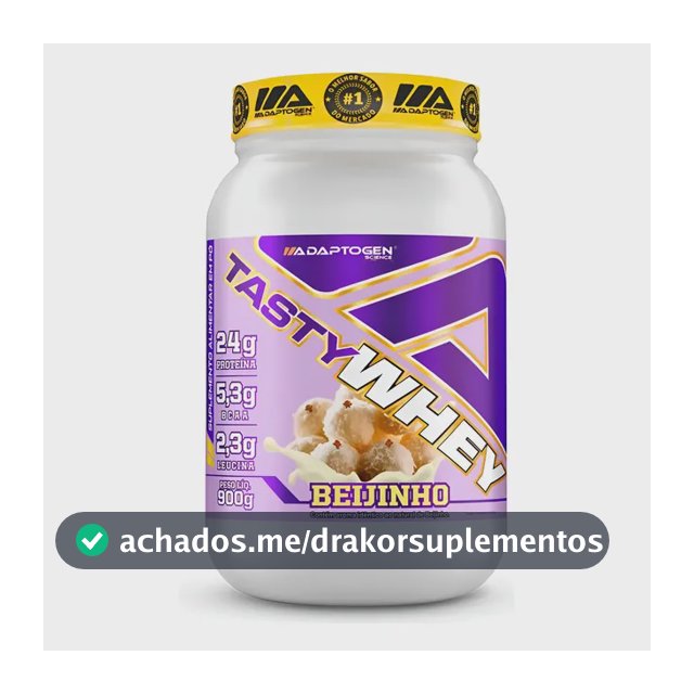 Suplemento Tasty Whey 3w Gourmet Whey Protein Adaptogen Science Pote 900g Sabor Beijinho