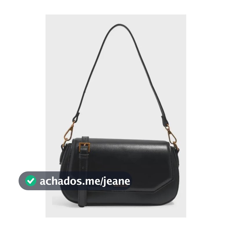 Bolsa Tiracolo Santa Lolla Baguete Preta, com Alças Removíveis